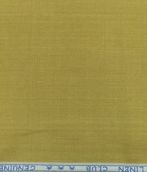 Linen Club Mustard Yellow 100% European Linen Self Design Unstitched Blazer Fabric (2 M)