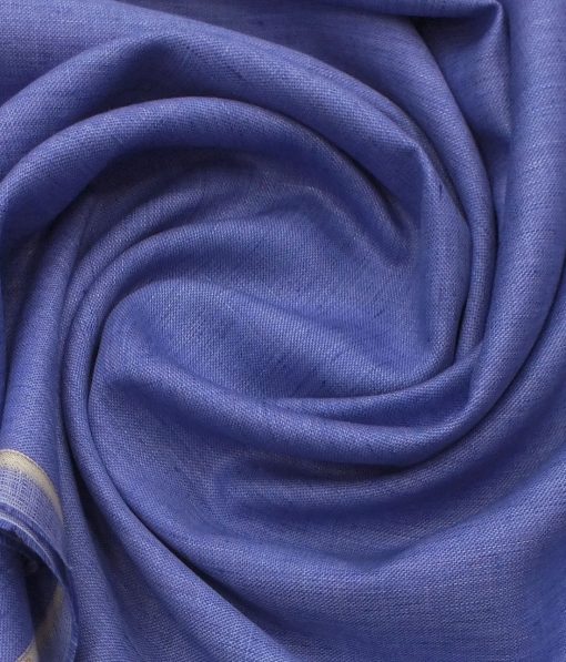 Linen Club Indigo Blue 100% European Linen Structured Unstitched Trouser Fabric (1.30 M)