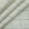 Linen Club White 100% European Linen Blue Checks Unstitched Trouser Fabric (1.30 M)