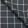 Cadini Italy by Siyaram's Dark Greyish Blue Broad Checks Terry Rayon Trouser or 3 Piece Suit Fabric (Unstitched - 1.25 Mtr)