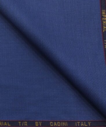 Cadini Italy by Siyaram's Azure Blue Structured Terry Rayon Trouser or 3 Piece Suit Fabric (Unstitched - 1.25 Mtr)