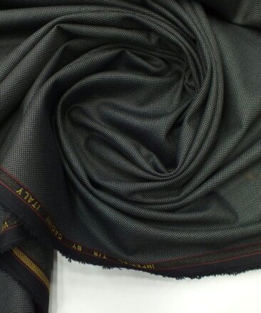 Cadini Italy by Siyaram's Dark Grey Structured Terry Rayon Trouser or 3 Piece Suit Fabric (Unstitched - 1.25 Mtr)