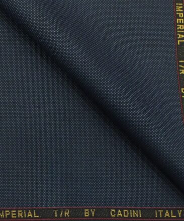 Cadini Italy by Siyaram's Dark Navy Blue Structured Terry Rayon Trouser or 3 Piece Suit Fabric (Unstitched - 1.25 Mtr)