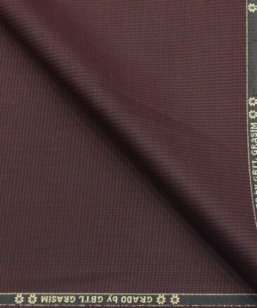 Grasim Maroon Red Structured Poly Viscose Trouser or 3 Piece Suit Fabric (Unstitched - 1.25 Mtr)