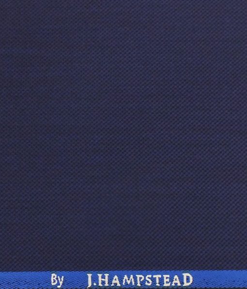 J.Hampstead by Siyaram's Bright Royal Blue Oxford Weave Structured Poly Viscose Trouser or 3 Piece Suit Fabric (Unstitched - 1.25 Mtr)