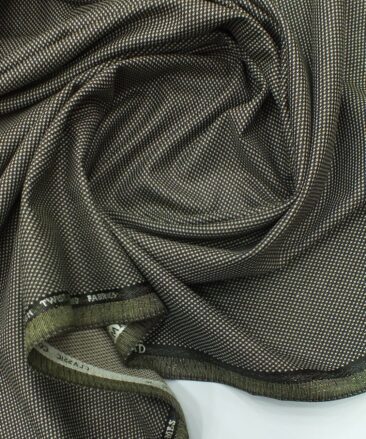 J.Hampstead by Siyaram's Black & Beige Structured Poly Viscose Trouser or 3 Piece Suit Fabric (Unstitched - 1.25 Mtr)