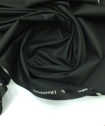 J.Hampstead by Siyaram's Black Dotted Self Structured Poly Viscose Trouser or 3 Piece Suit Fabric (Unstitched - 1.25 Mtr)