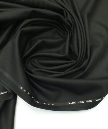 J.Hampstead by Siyaram's Black Structured Poly Viscose Trouser or 3 Piece Suit Fabric (Unstitched - 1.25 Mtr)