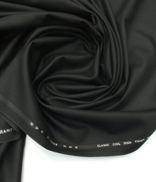 J.Hampstead by Siyaram's Black Structured Poly Viscose Trouser or 3 Piece Suit Fabric (Unstitched - 1.25 Mtr)