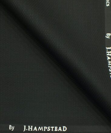 J.Hampstead by Siyaram's Black Structured Poly Viscose Trouser or 3 Piece Suit Fabric (Unstitched - 1.25 Mtr)