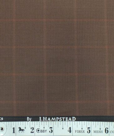 J.Hampstead by Siyaram's Copper Broad Self Checks Poly Viscose Trouser or 3 Piece Suit Fabric (Unstitched - 1.25 Mtr)