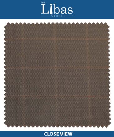 J.Hampstead by Siyaram's Copper Broad Self Checks Poly Viscose Trouser or 3 Piece Suit Fabric (Unstitched - 1.25 Mtr)