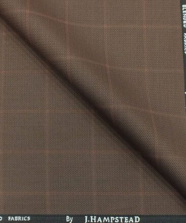 J.Hampstead by Siyaram's Copper Broad Self Checks Poly Viscose Trouser or 3 Piece Suit Fabric (Unstitched - 1.25 Mtr)