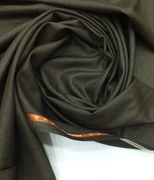 J.Hampstead by Siyaram's Dark Coffee Brown Self Structured Poly Viscose Trouser or 3 Piece Suit Fabric (Unstitched - 1.25 Mtr)