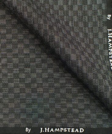 J.Hampstead by Siyaram's Dark Grey Square Structured Poly Viscose Shiny Party Wear Trouser or 3 Piece Suit Fabric (Unstitched - 1.25 Mtr)