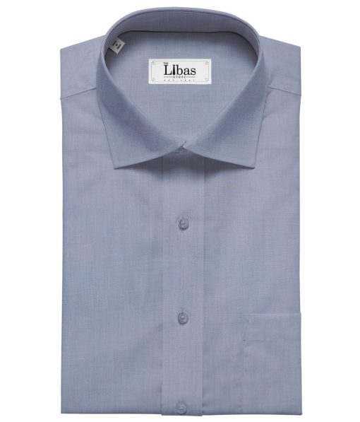 Solino Medium Sky Blue 100% Premium Cotton Fil-a-Fil Shirt Fabric (1.60 M)