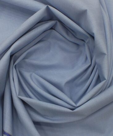 Solino Medium Sky Blue 100% Premium Cotton Fil-a-Fil Shirt Fabric (1.60 M)