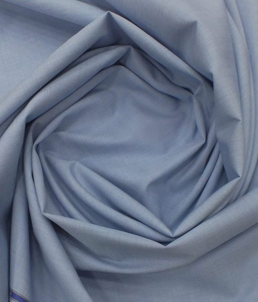 Solino Medium Sky Blue 100% Premium Cotton Fil-a-Fil Shirt Fabric (1.60 M)