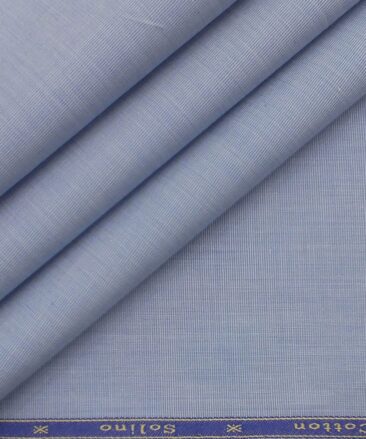 Solino Medium Sky Blue 100% Premium Cotton Fil-a-Fil Shirt Fabric (1.60 M)