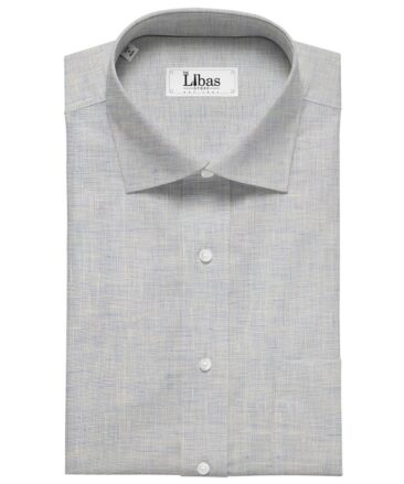 Linen Club White & Blue Structured 100% Pure Linen Shirt Fabric (1.60 M)