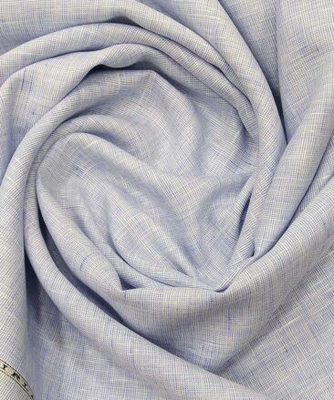 Linen Club White & Blue Structured 100% Pure Linen Shirt Fabric (1.60 M)