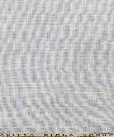 Linen Club White & Blue Structured 100% Pure Linen Shirt Fabric (1.60 M)