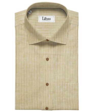 Arvind Oat Beige 100% Irish Linen 60 LEA Brown Striped Shirt Fabric (1.60 M)