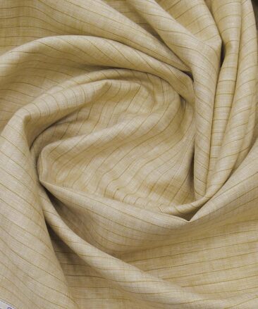 Arvind Oat Beige 100% Irish Linen 60 LEA Brown Striped Shirt Fabric (1.60 M)