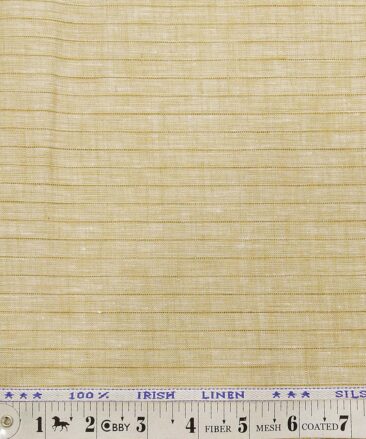 Arvind Oat Beige 100% Irish Linen 60 LEA Brown Striped Shirt Fabric (1.60 M)