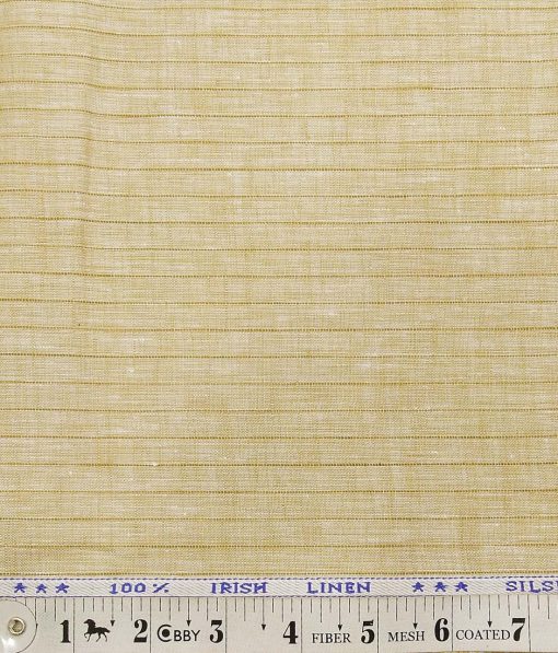 Arvind Oat Beige 100% Irish Linen 60 LEA Brown Striped Shirt Fabric (1.60 M)