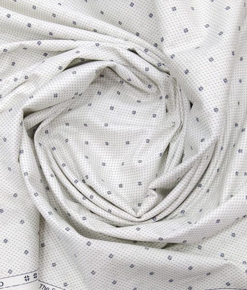 Arvind White 100% Premium Cotton Grey Print Shirt Fabric (1.60 M)