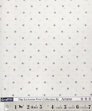 Arvind White 100% Premium Cotton Grey Print Shirt Fabric (1.60 M)