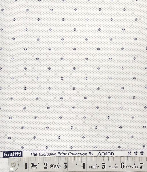 Arvind White 100% Premium Cotton Grey Print Shirt Fabric (1.60 M)