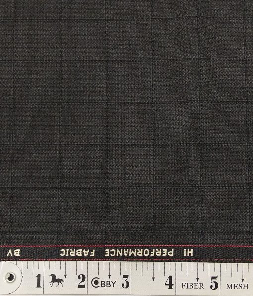 Georgia Gulini Dark Grey Self Checks Poly Viscose Unstitched Fabric (1.25 Mtr) For Trouser