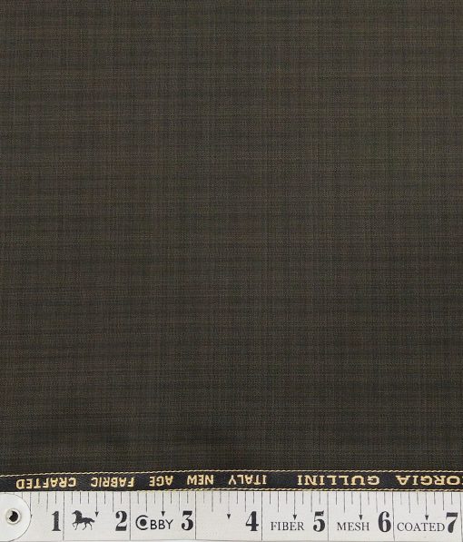 Georgia Gulini Greenish Brown Self Design Poly Viscose Unstitched Fabric (1.25 Mtr) For Trouser