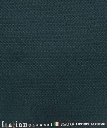 Italian Channel Dark Turquoise Green Structured Terry Rayon Unstitched Fabric (1.25 Mtr) For Trouser