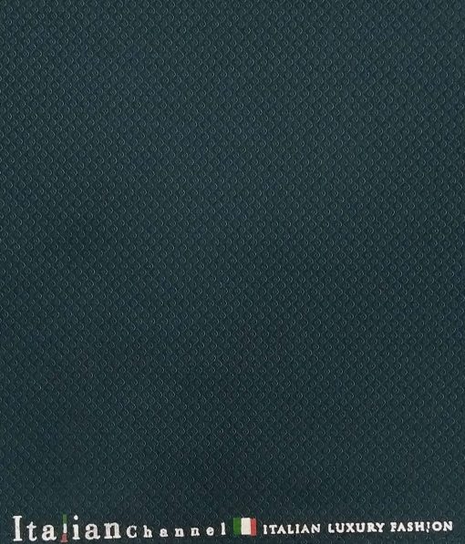 Italian Channel Dark Turquoise Green Structured Terry Rayon Unstitched Fabric (1.25 Mtr) For Trouser