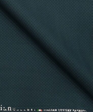 Italian Channel Dark Turquoise Green Structured Terry Rayon Unstitched Fabric (1.25 Mtr) For Trouser