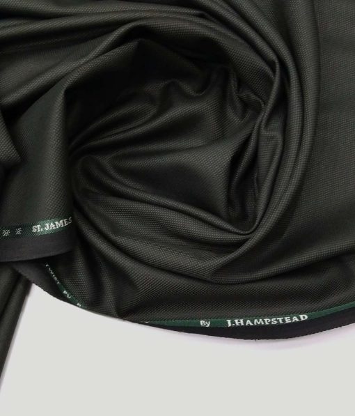 J.Hampstead by Siyaram's Dark Green Self Structured Poly Viscose Trouser or 3 Piece Suit Fabric (Unstitched - 1.25 Mtr) - Image 2