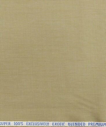 J.Hampstead by Siyaram's Oat Beige Structured Super 100's 20% Merino Wool  Unstitched Fabric (1.25 Mtr) For Trouser