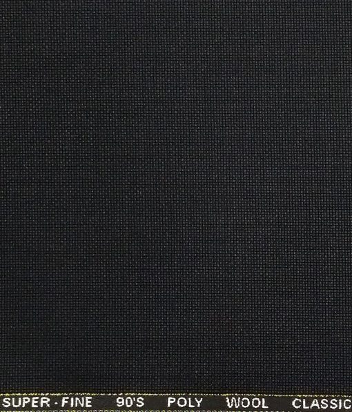 J.Hampstead by Siyaram's Black Structured Super 90's 35% Merino Wool  Unstitched Fabric (1.25 Mtr) For Trouser