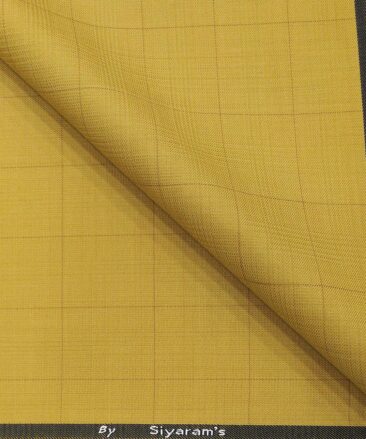 Marconi by Siyaram's Bright Medallion Yellow Checks Poly Viscose Unstitched Fabric (1.25 Mtr) For Trouser