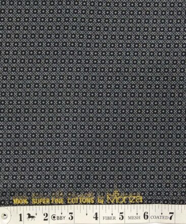 Monza Black 100% Superfine Cotton Grey Printed Shirt Fabric (1.60 M)