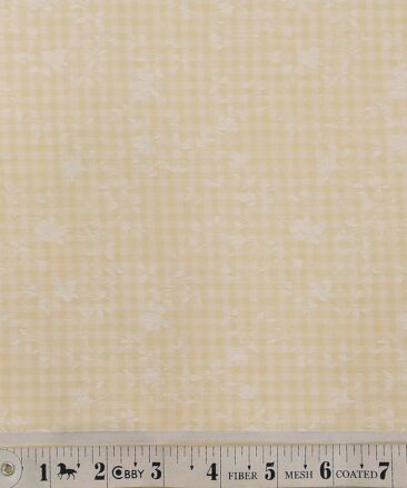 Monza Yellowish Beige Checks 100% Superfine Cotton Jacquard Weave Self Design Shirt Fabric (1.60 M)