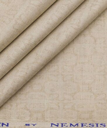 Nemesis Beige 50% Cotton + 50% Linen Jacquard Weave Shirt Fabric (1.60 M)