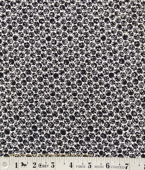 Nemesis White 100% Egyptian Cotton Black Print Shirt Fabric (1.60 M)