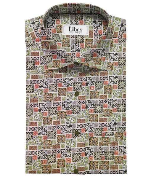 Raymond Multi Color 100% Giza Cotton Digital Print Luxury Shirt Fabric (1.60 M)