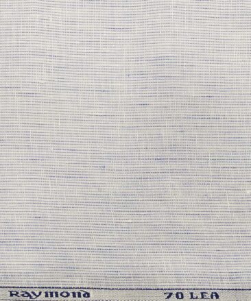 Raymond White 100% Pure Linen 70 LEA Blue Striped Shirt Fabric (1.60 M)