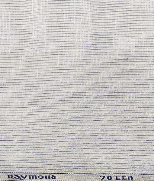 Raymond White 100% Pure Linen 70 LEA Blue Striped Shirt Fabric (1.60 M)