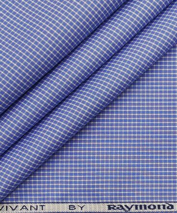 Raymond Blue 100% Premium Cotton Checks Shirt Fabric (1.60 M)